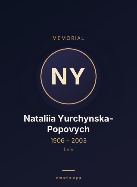 Memorial portrait of Nataliia Yurchynska-Popovych