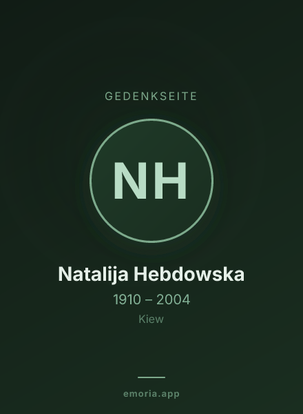 Gedenkportrait von Natalija Hebdowska