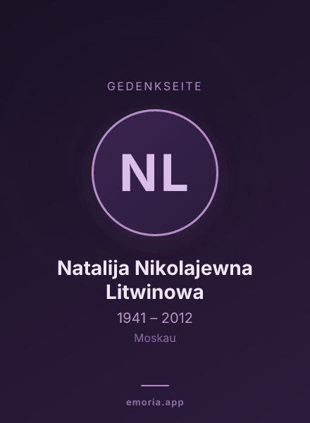 Gedenkportrait von Natalija Nikolajewna Litwinowa