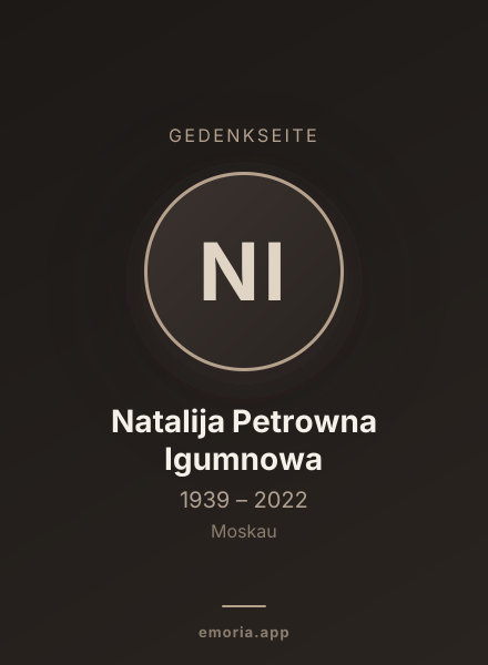Gedenkportrait von Natalija Petrowna Igumnowa
