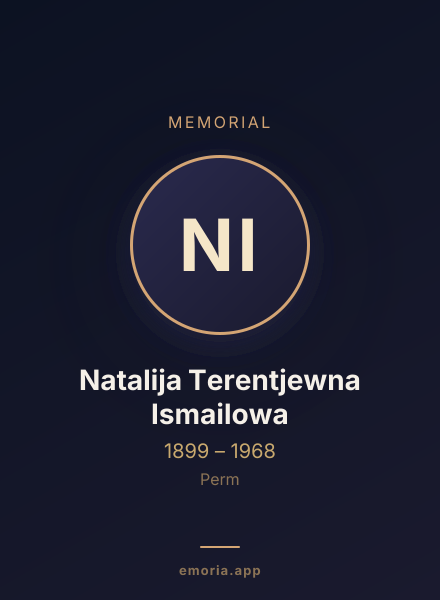 Memorial portrait of Natalija Terentjewna Ismailowa