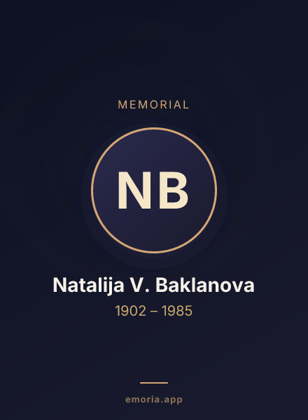 Memorial portrait of Natalija V. Baklanova