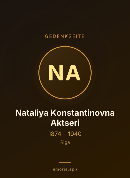 Gedenkportrait von Nataliya Konstantinovna Aktseri