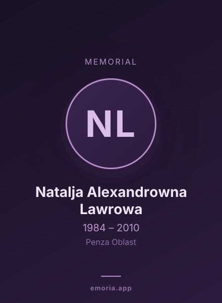 Memorial portrait of Natalja Alexandrowna Lawrowa