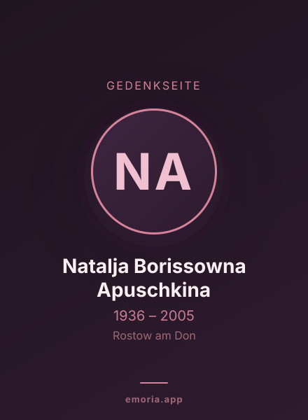 Gedenkportrait von Natalja Borissowna Apuschkina