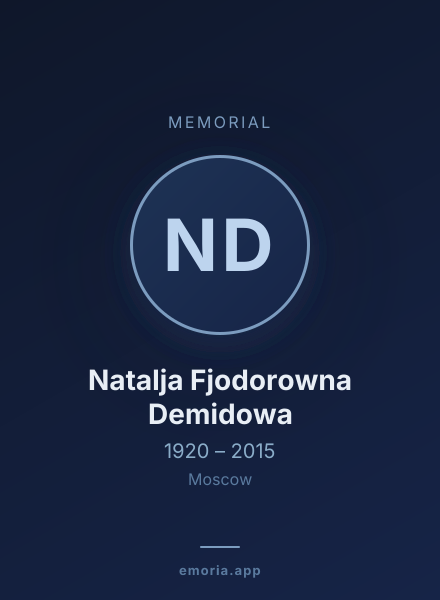Memorial portrait of Natalja Fjodorowna Demidowa
