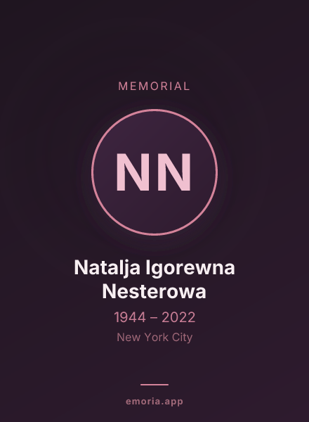 Memorial portrait of Natalja Igorewna Nesterowa