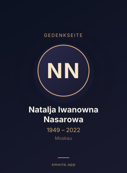 Gedenkportrait von Natalja Iwanowna Nasarowa