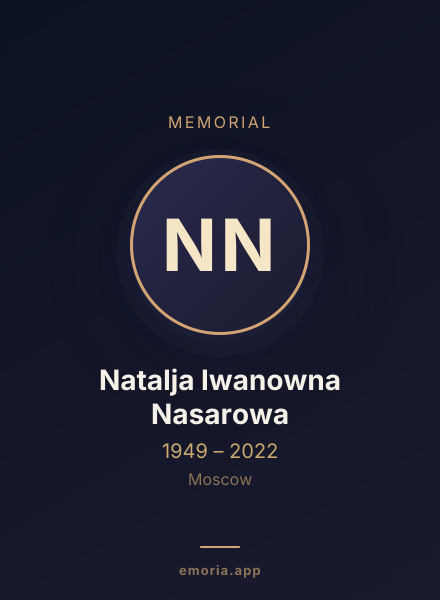 Memorial portrait of Natalja Iwanowna Nasarowa