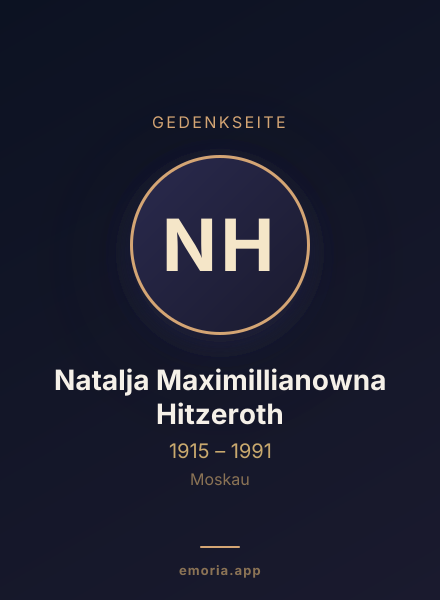 Gedenkportrait von Natalja Maximillianowna Hitzeroth