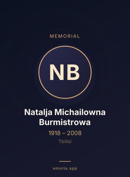 Memorial portrait of Natalja Michailowna Burmistrowa