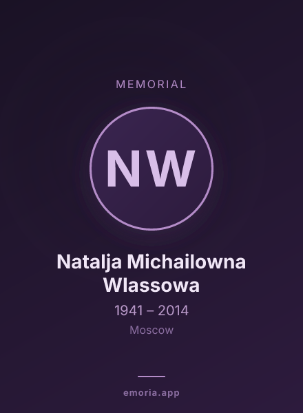 Memorial portrait of Natalja Michailowna Wlassowa