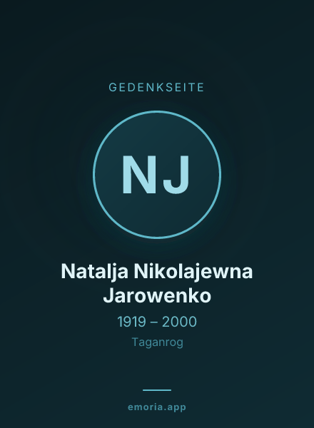 Gedenkportrait von Natalja Nikolajewna Jarowenko