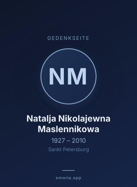 Gedenkportrait von Natalja Nikolajewna Maslennikowa