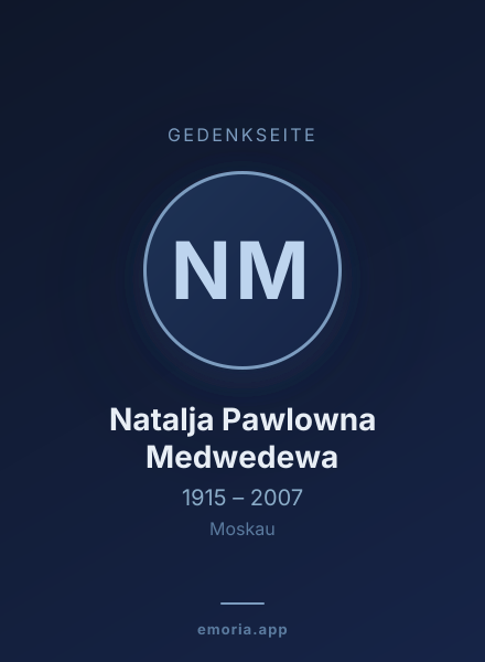 Gedenkportrait von Natalja Pawlowna Medwedewa