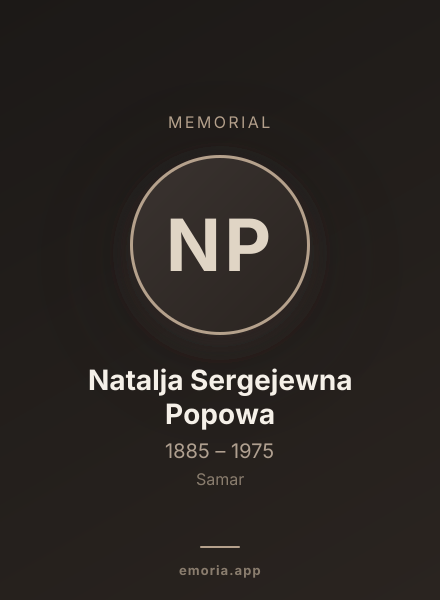 Memorial portrait of Natalja Sergejewna Popowa