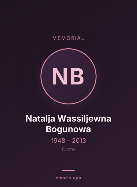 Memorial portrait of Natalja Wassiljewna Bogunowa