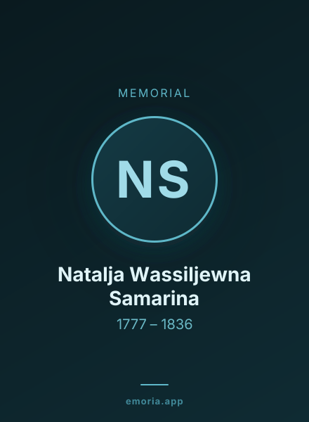 Memorial portrait of Natalja Wassiljewna Samarina