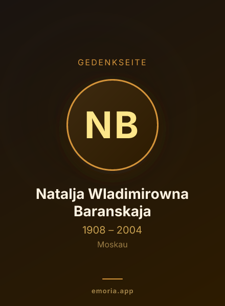 Gedenkportrait von Natalja Wladimirowna Baranskaja
