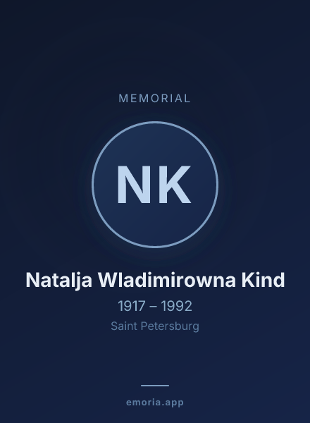 Memorial portrait of Natalja Wladimirowna Kind