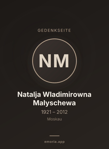 Gedenkportrait von Natalja Wladimirowna Malyschewa
