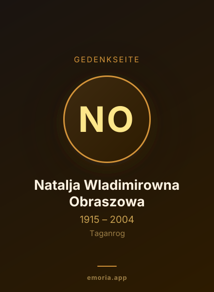 Gedenkportrait von Natalja Wladimirowna Obraszowa