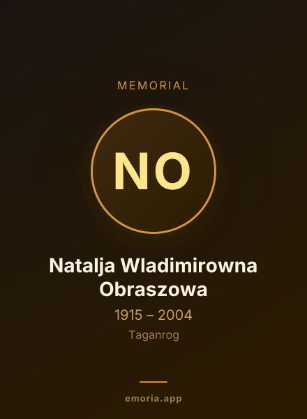 Memorial portrait of Natalja Wladimirowna Obraszowa