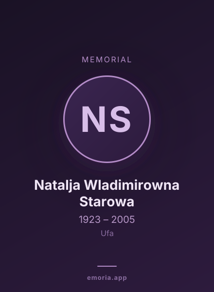 Memorial portrait of Natalja Wladimirowna Starowa