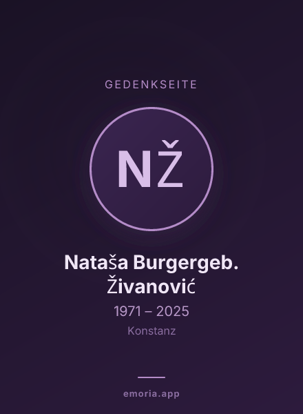 Gedenkportrait von Nataša Burgergeb. Živanović