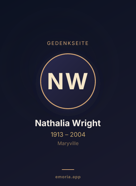 Gedenkportrait von Nathalia Wright