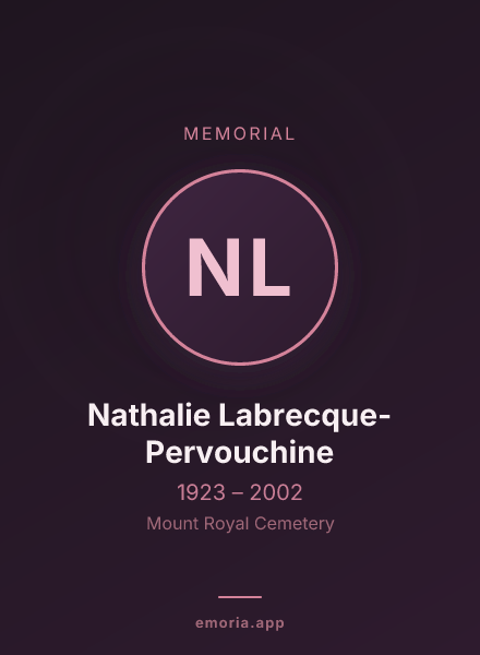 Memorial portrait of Nathalie Labrecque-Pervouchine