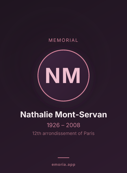 Memorial portrait of Nathalie Mont-Servan