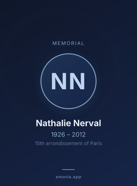 Memorial portrait of Nathalie Nerval