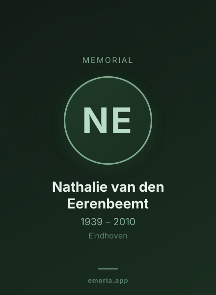 Memorial portrait of Nathalie van den Eerenbeemt