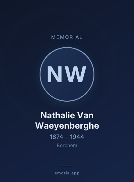 Memorial portrait of Nathalie Van Waeyenberghe
