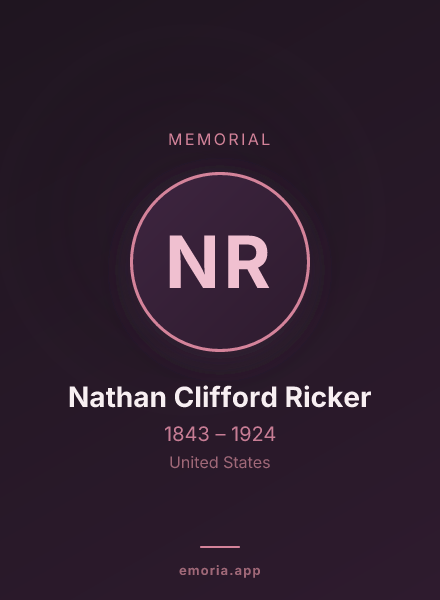 Memorial portrait of Nathan Clifford Ricker