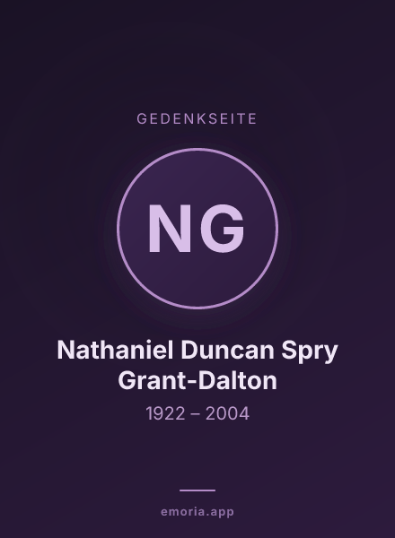 Gedenkportrait von Nathaniel Duncan Spry Grant-Dalton