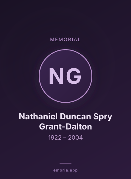 Memorial portrait of Nathaniel Duncan Spry Grant-Dalton