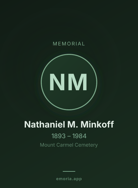 Memorial portrait of Nathaniel M. Minkoff
