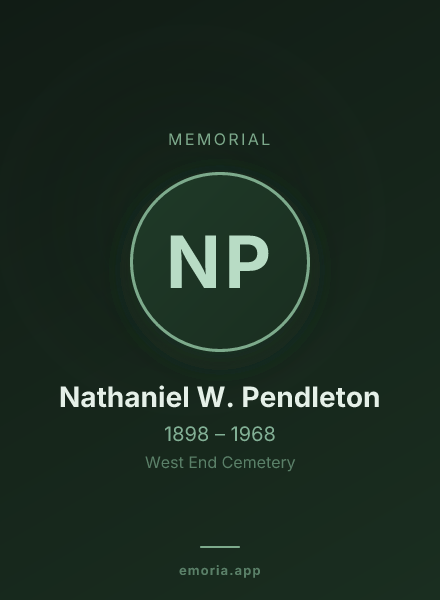 Memorial portrait of Nathaniel W. Pendleton