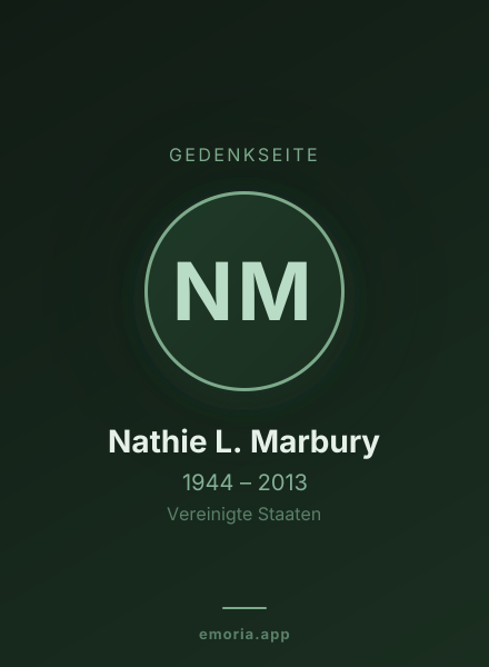 Gedenkportrait von Nathie L. Marbury