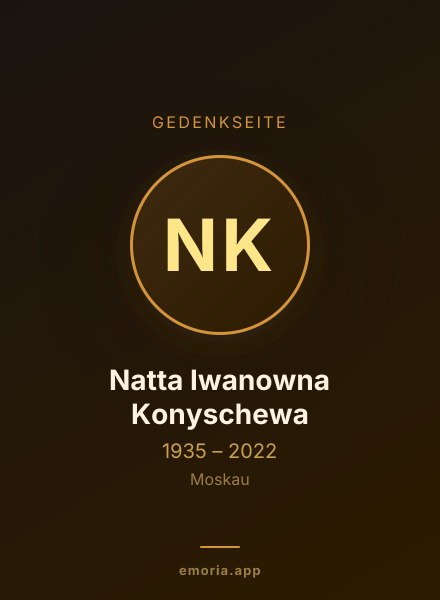 Gedenkportrait von Natta Iwanowna Konyschewa