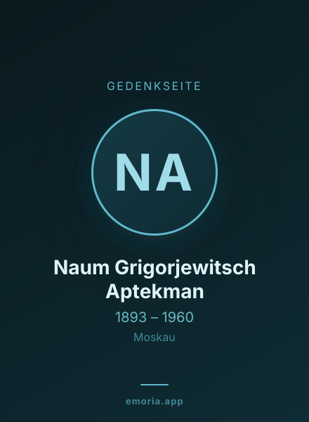 Gedenkportrait von Naum Grigorjewitsch Aptekman