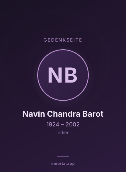 Gedenkportrait von Navin Chandra Barot
