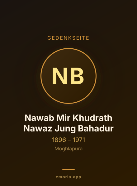 Gedenkportrait von Nawab Mir Khudrath Nawaz Jung Bahadur