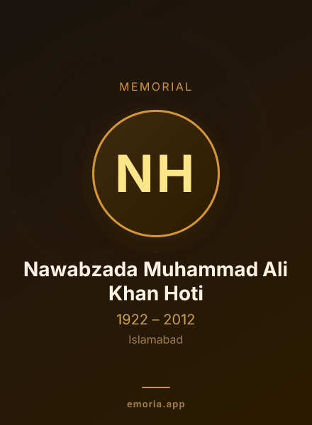Memorial portrait of Nawabzada Muhammad Ali Khan Hoti
