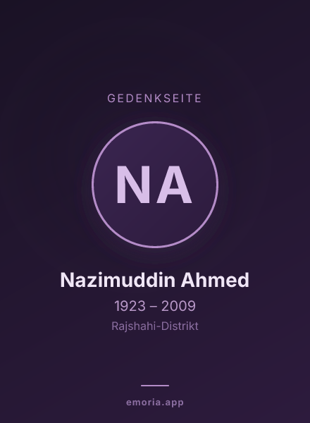 Gedenkportrait von Nazimuddin Ahmed