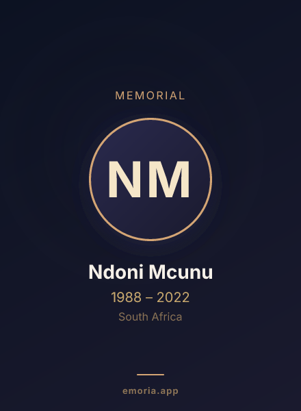 Memorial portrait of Ndoni Mcunu