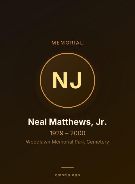 Memorial portrait of Neal Matthews, Jr.