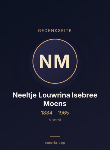 Gedenkportrait von Neeltje Louwrina Isebree Moens